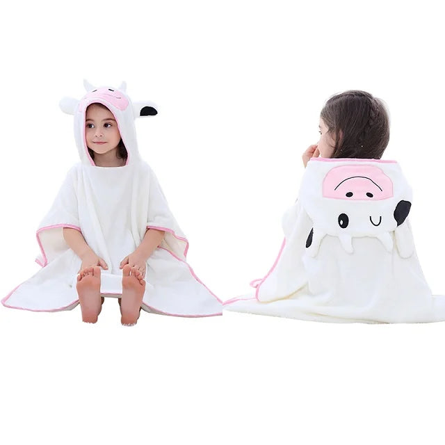 MICHLEY Fox Cotton Kids Beach Towels Bath Towel Poncho Hooded Bathing Bathrobe Unisex Washcloth For Girls Boys Children 2-6T