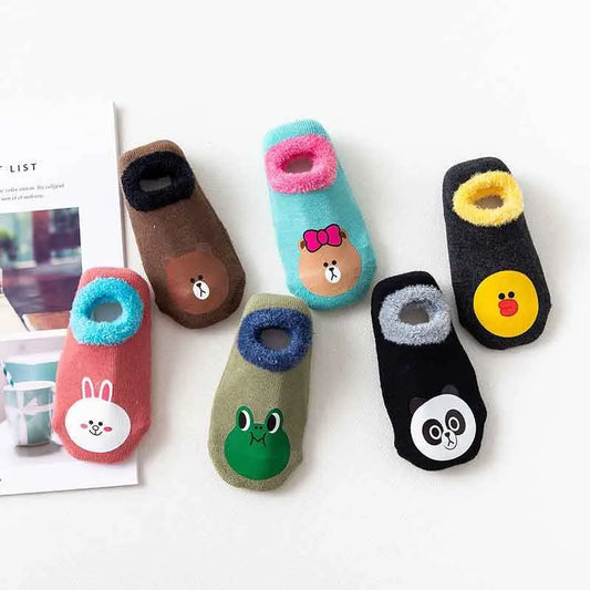 Warm Non-Slip Baby Socks – Animal Print & Cozy Terry