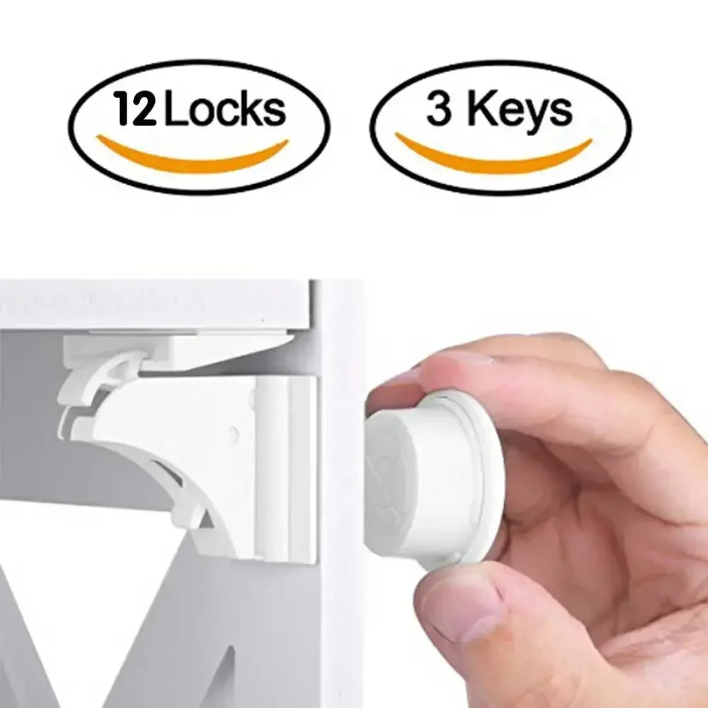 Child Safety Magnetic Cabinet Locks Baby Proofing Magnetic Drawer Locks for Kitchen No Drilling or Screws Safety Cabinet Locks