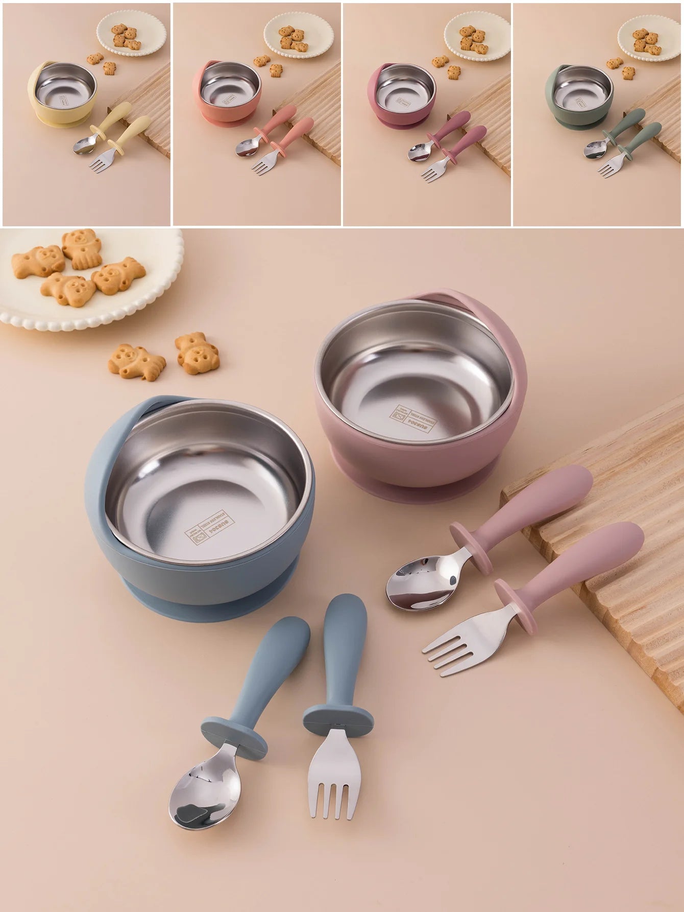 Toddler Feeding Set – 3PCS Bowl, Spoon & Fork for Weaning