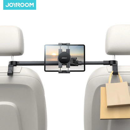 Joyroom Car Headrest Tablet Holder with 2 Hooks Backseat Car Tablet Phone Holder With Extension Arm For 4.7-12.9" Tablet/Phones