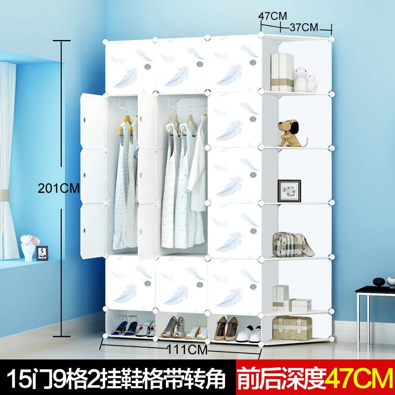 Minimalist Modern Closet Plastic Cube Fabric Storage Baby Open Clothes Wardrobe Nordic Bedroom Guarda Roupa Furniture For Room