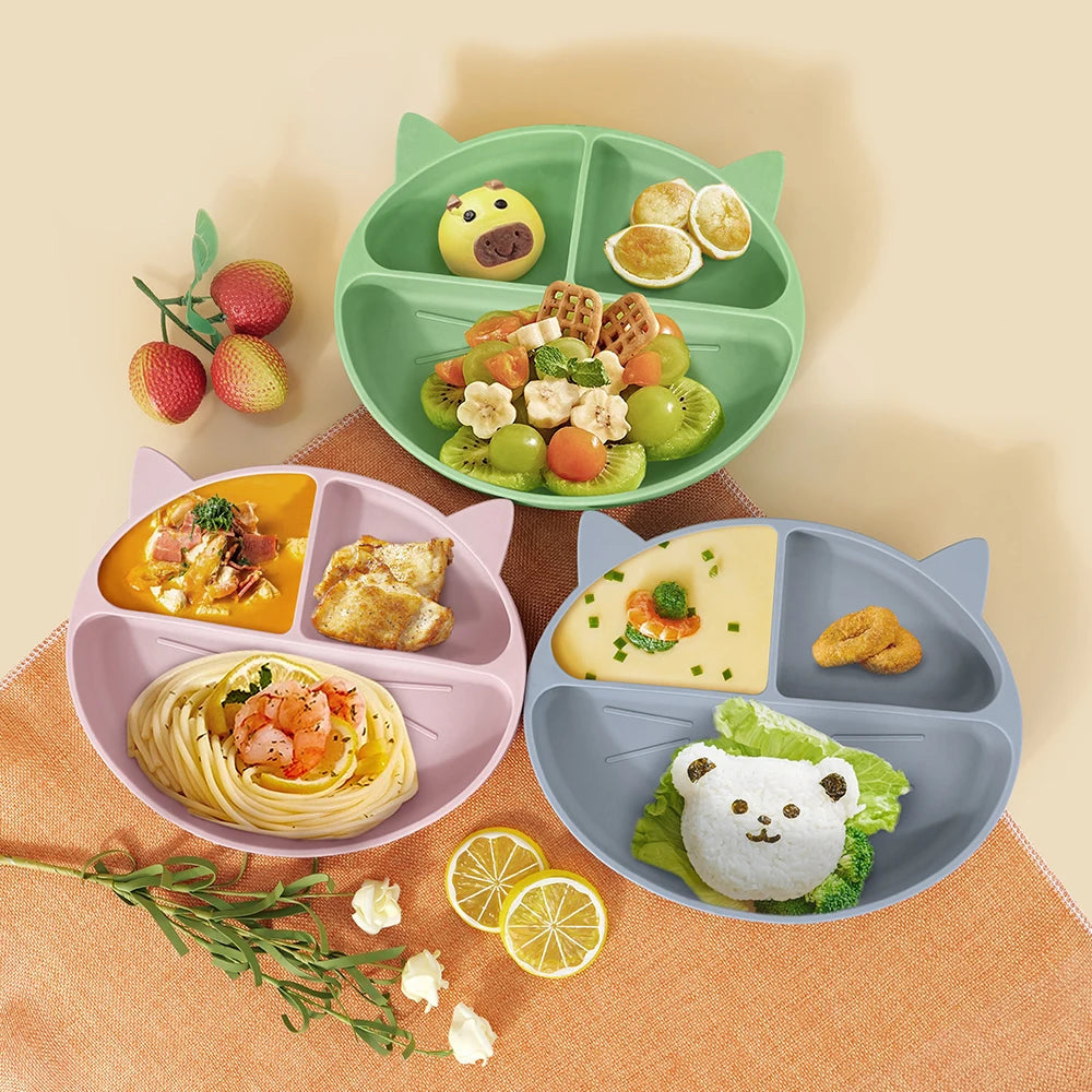 Toddler Feeding Set – Non-Slip Silicone Cartoon Plate & Bowl
