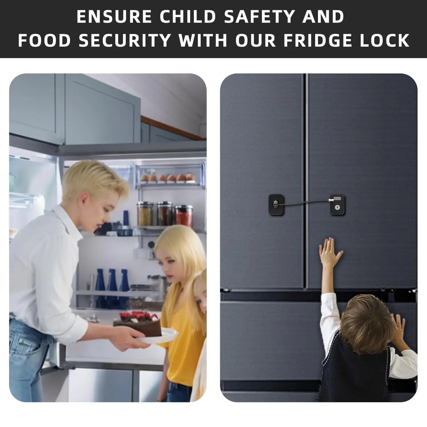 Refrigerator Lock,Fridge Lock with Silicone Wire Protection Fridge Locks for Kids Easy to Use and Install Cabinet Locks with Key