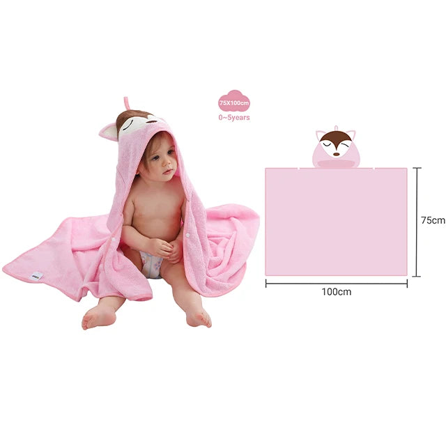 MICHLEY Lion Bamboo Baby Bath Towel Hooded Newborn Cute Cartoon Toddler Infant Bathrobe Shower Unisex For Kids Girls Boys 0-5T