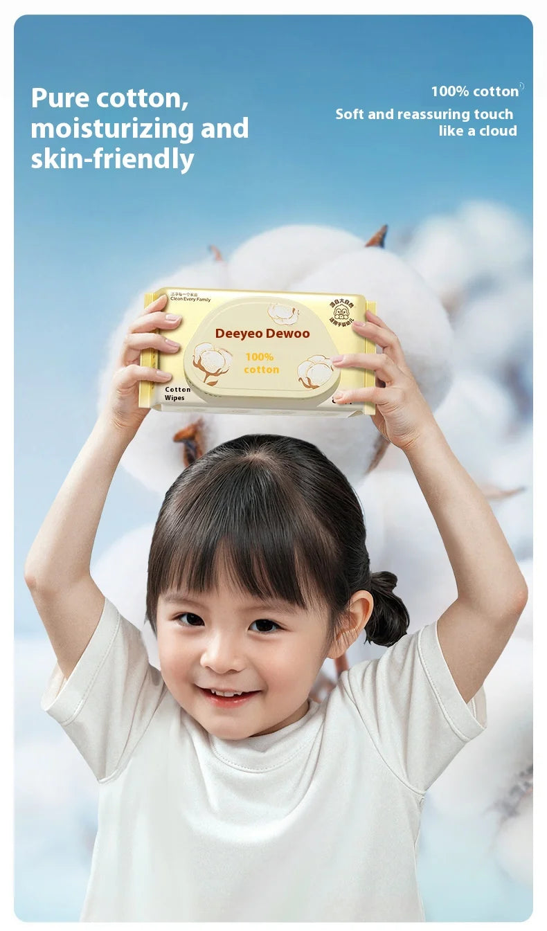 Deeyou Baby Cotton Wipes Paper Newborn Hand and Mouth Special Fart Baby Young Children Wet Wipes Household Affordable Package