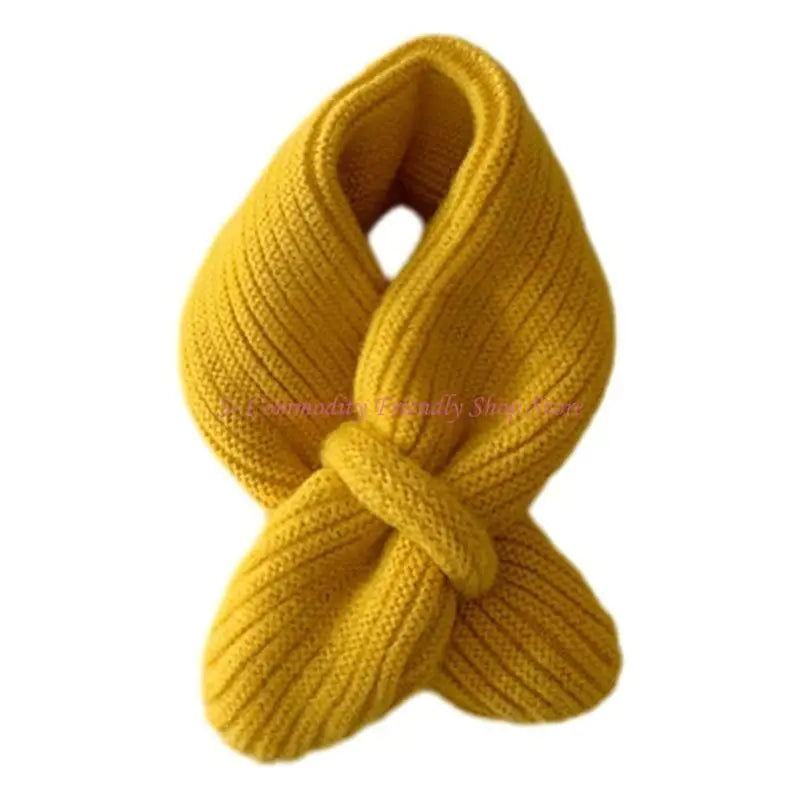 85AE Trendy Children Scarf Solid Color Autumn Winter Knitted Scarf Fashionable Scarf