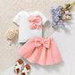 Toddler Girl 2PCS Summer Set – One-Shoulder T-Shirt & Skirt
