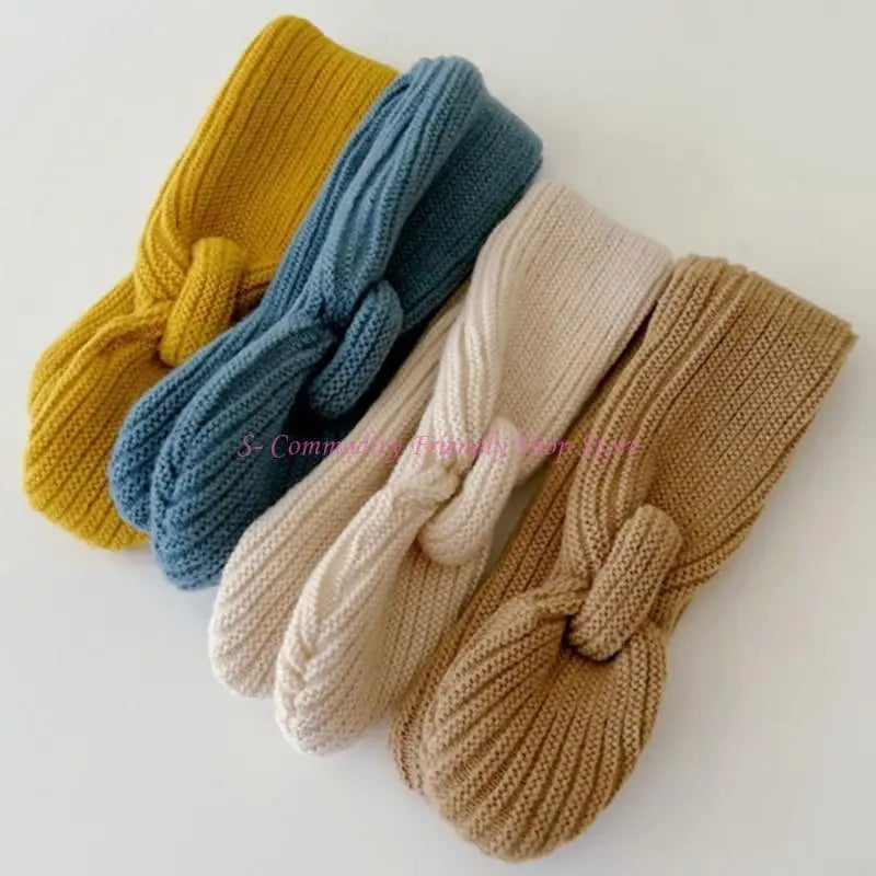85AE Trendy Children Scarf Solid Color Autumn Winter Knitted Scarf Fashionable Scarf