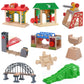 Wooden Train Track Racing Railway Street Sign Toys Bridge Tunnel Track Accessories Wood Tracks Creative Toys For Children Gift