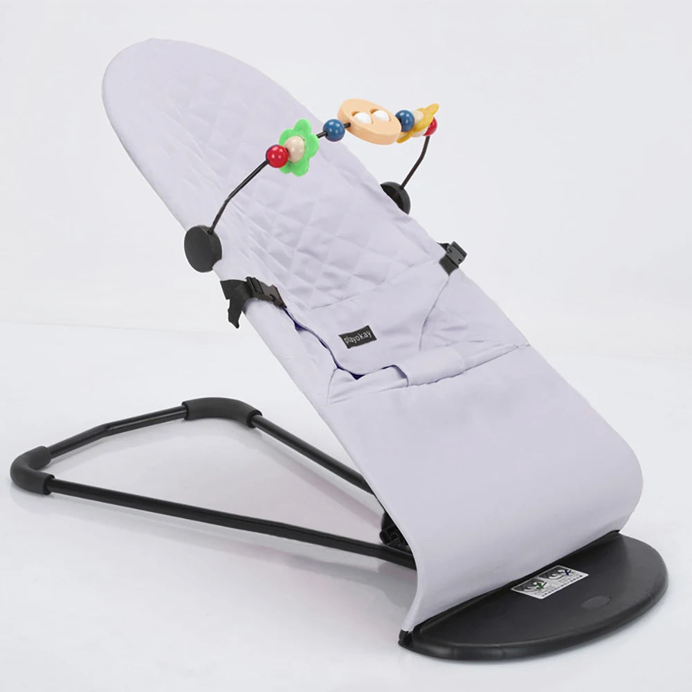 AnGku Baby Rocking Chair Foldable Baby Swing Chair for 0-12 Months Three-speed Height Adjustment Baby Bouncer with Toys