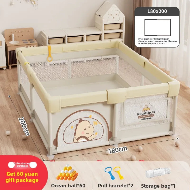 Parc de jeux sécurisé pour enfants avec barrière de sécurité et tapis