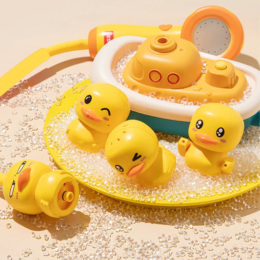 Children Showerhead Shower Toy Little Yellow Duck Electric Rotating Showerhead Water Spray Baby Shower Toy Boys Girls Bath Toys