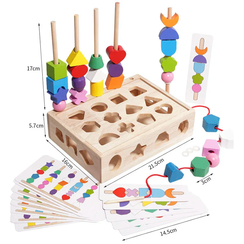 Boîte à puzzle en bois Montessori – Jeu d'association de couleurs et de formes pour enfants