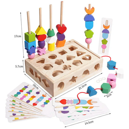 Boîte à puzzle en bois Montessori – Jeu d'association de couleurs et de formes pour enfants