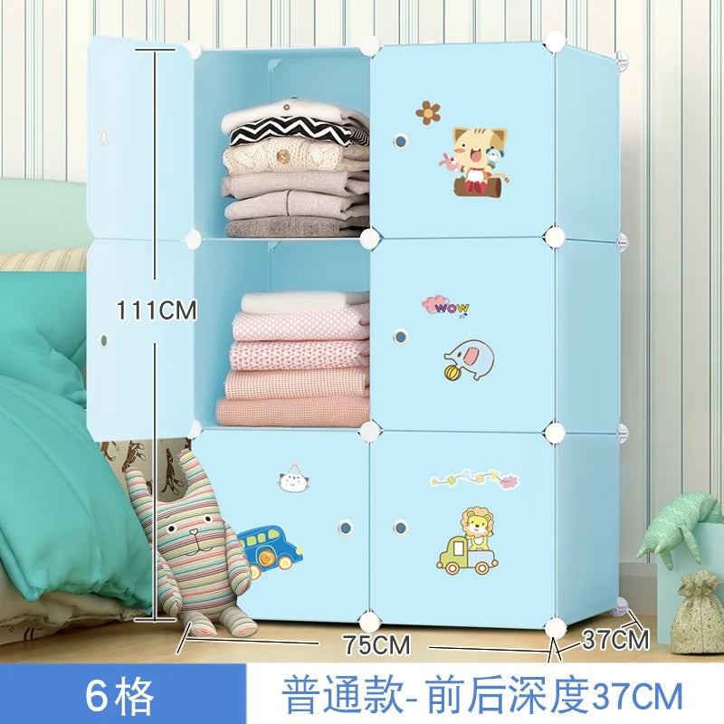 Kids Plastic Closet Storage Clothes Organizer Shelf Modern Minimalist Bedroom Baby Wardrobe Cheap Small Muebles Home Furniture