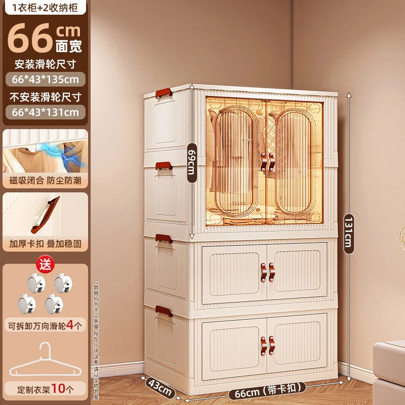 No Assembly Wardrobe Foldable Clothes Storage Cabinet Portable Infant Wardrobe For Bedroom Setup Large Capacity Durable Stylish