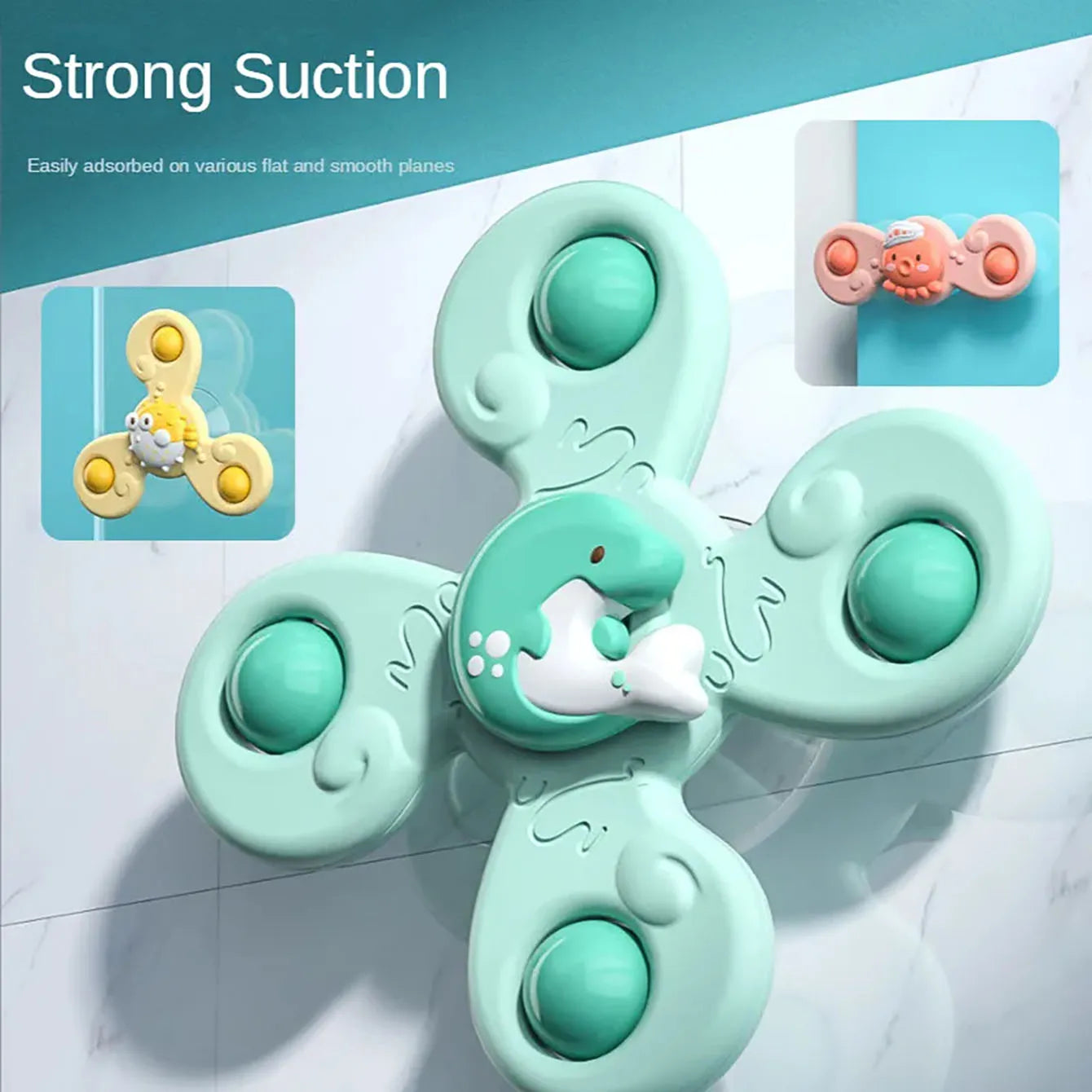 Baby Bath Water Toy – Rotary Suction Cup Cartoon Rattle