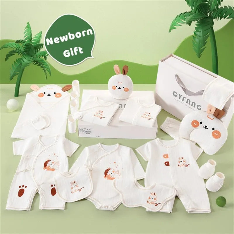 Summer Bunny Newborn Clothes Set – 20–26PCS Cotton Outfit for Boys & Girls