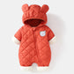 Autumn Winter Kids Boys Rompers Cotton Padded Bear Printed Thicken Newborn Boys Bodysuits Warm Argyle Hooded Infant Boy Jumpsuit