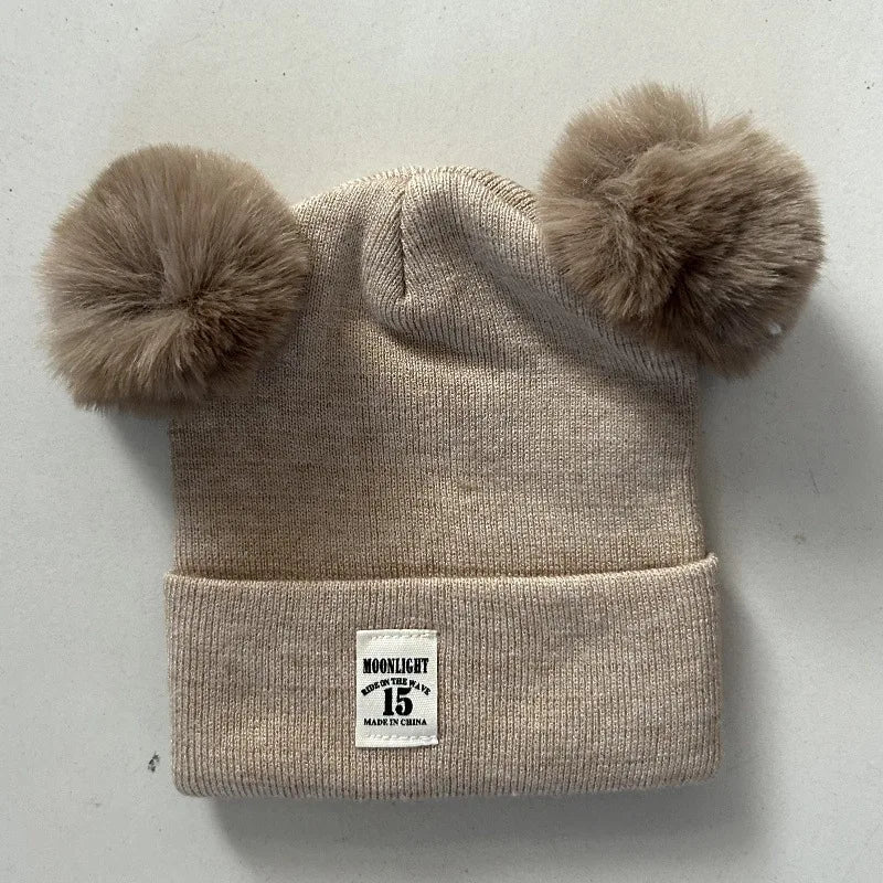 Cute Bear Ear Wool Baby Hat and Scarf Winter Set