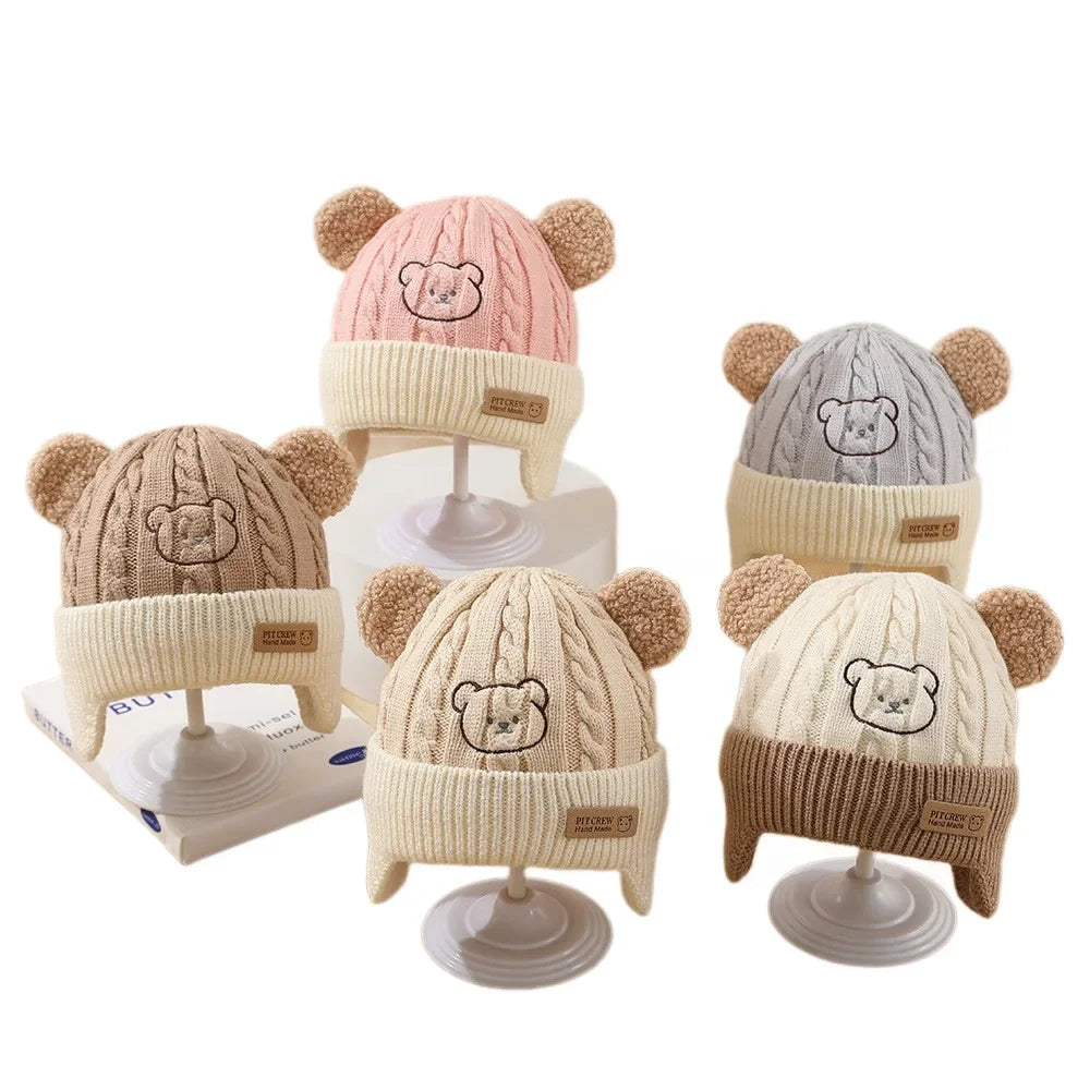 Cute Bear Knit Hat – Warm Baby Winter Cap