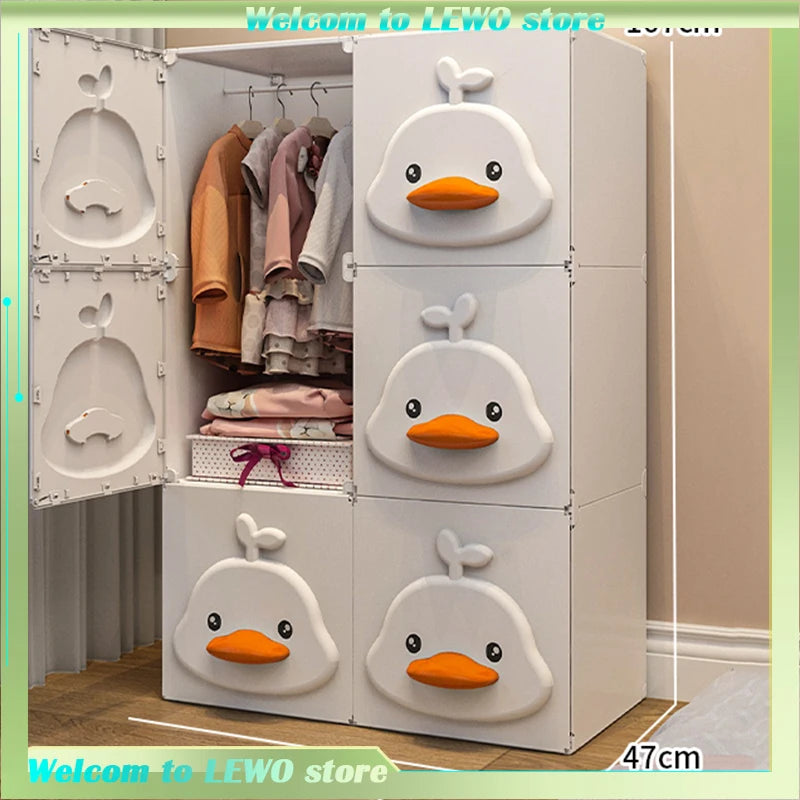 2025 Kids Wardrobe: Stainless Steel Storage Cabinet, Double Door Design Eco-Friendly & Child-Safe Easy Assembly Home Nursery
