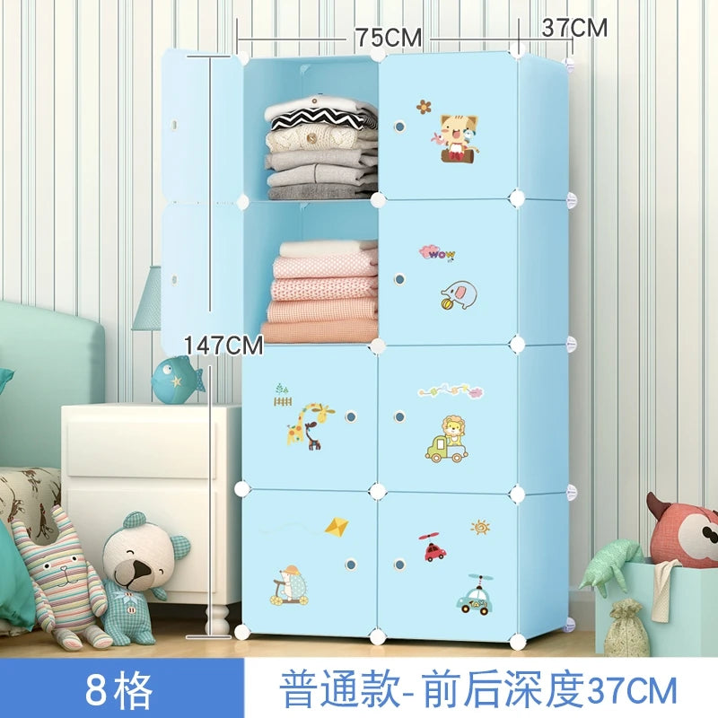 Kids Plastic Closet Storage Clothes Organizer Shelf Modern Minimalist Bedroom Baby Wardrobe Cheap Small Muebles Home Furniture