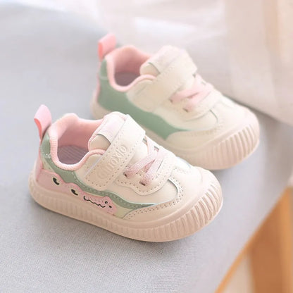 Baby Walking Shoes Toddler PU Leather Cute Stitching Sneakers Soft-soled Shoes Boys Girls Casual Sneakers Infant Sports Shoes