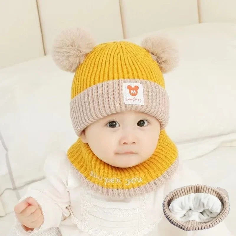 Baby Bear Knit Hat & Scarf Set – Warm Winter Beanie for Boys & Girls