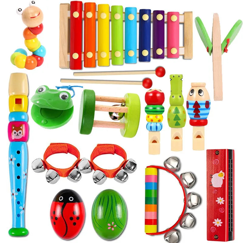 Montessori Wooden Music Instruments Set 10 PCS Baby Toddlers Early Learning Toys Kids Girls Boys Educational Birthday Gifts