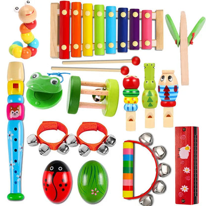 Montessori Wooden Music Instruments Set 10 PCS Baby Toddlers Early Learning Toys Kids Girls Boys Educational Birthday Gifts