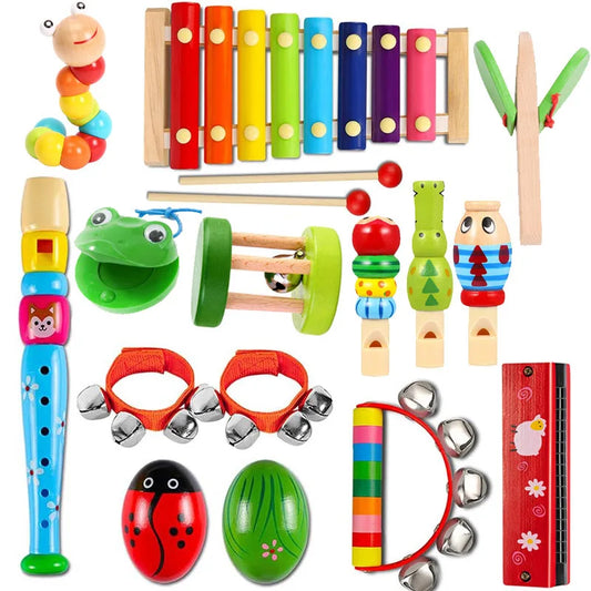 Montessori Wooden Music Instruments Set 10 PCS Baby Toddlers Early Learning Toys Kids Girls Boys Educational Birthday Gifts