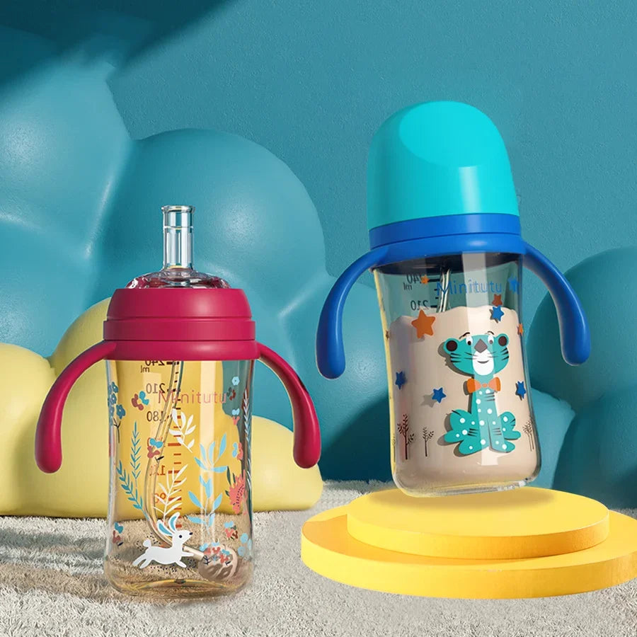 Newborn Feeding Kit (240ml) – Baby Bottle, Sippy Cup & Pacifier, Safe PP+Silicone