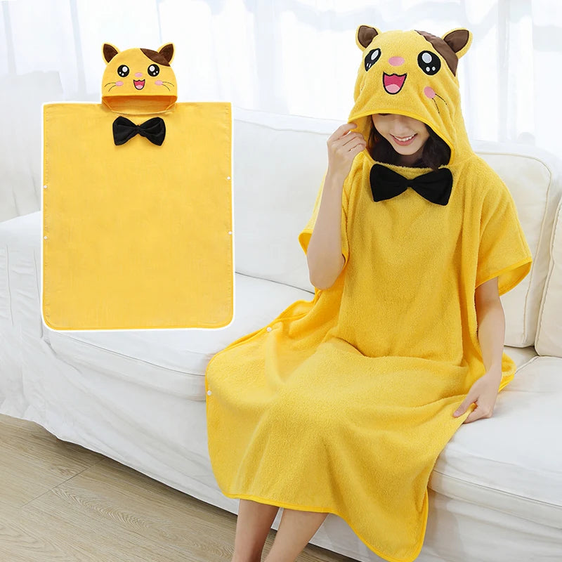 Kids Poncho Towels Hooded Bathrobe - Cotton Absorbent for Baby Shower, Height 80-170cm Boys Girls Children Cartoon Swim Bathing