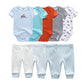 9 Pcs/Lot Unisex Newborn Bodysuits+Pants Clothing Sets Cartoon Cotton Baby Boy Girl Clothes