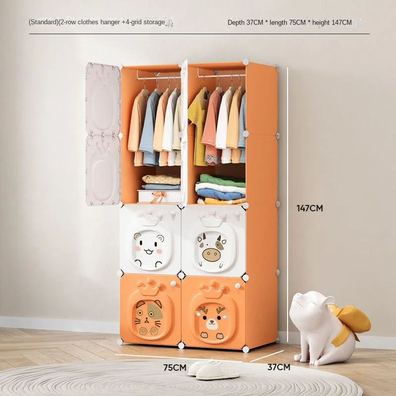 Home Bedroom Furniture Folding Wardrobe Clothes Cabinets Simple Dressers Cube Storage Locker Baby Closet Plastic Collapsible