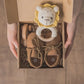 Newborn Bath Gift Set – Cotton Blanket, Milestone Cards & Rattle
