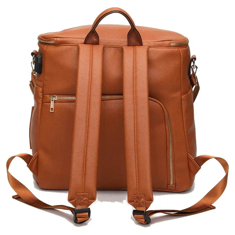 Large PU Leather Diaper Backpack
