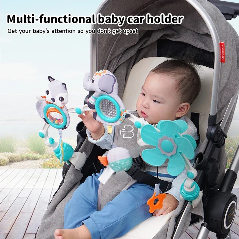 Baby Play Arch Crib Toy Stroller Hanging Toys, 0-12 Month Newborn Bed Winding Toys for Sensory Development Baby Car Seat Toys
