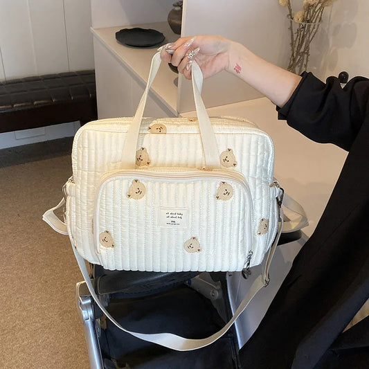 Large Embroidered Mommy Bag – Diaper Organizer & Maternity Travel Tote