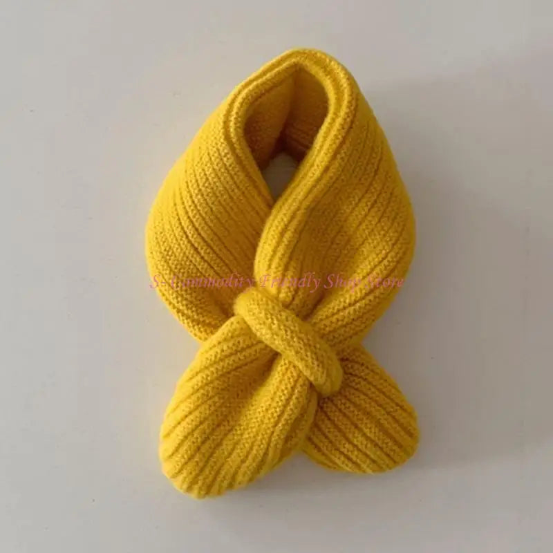 85AE Trendy Children Scarf Solid Color Autumn Winter Knitted Scarf Fashionable Scarf