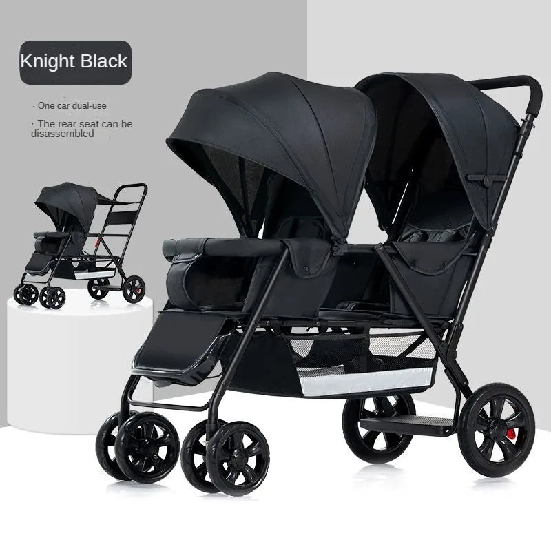 Twin Stroller Multifunctional Baby Stroller Lightweight Double Baby Stroller Foldable Two-way Double Stroller Four Wheel