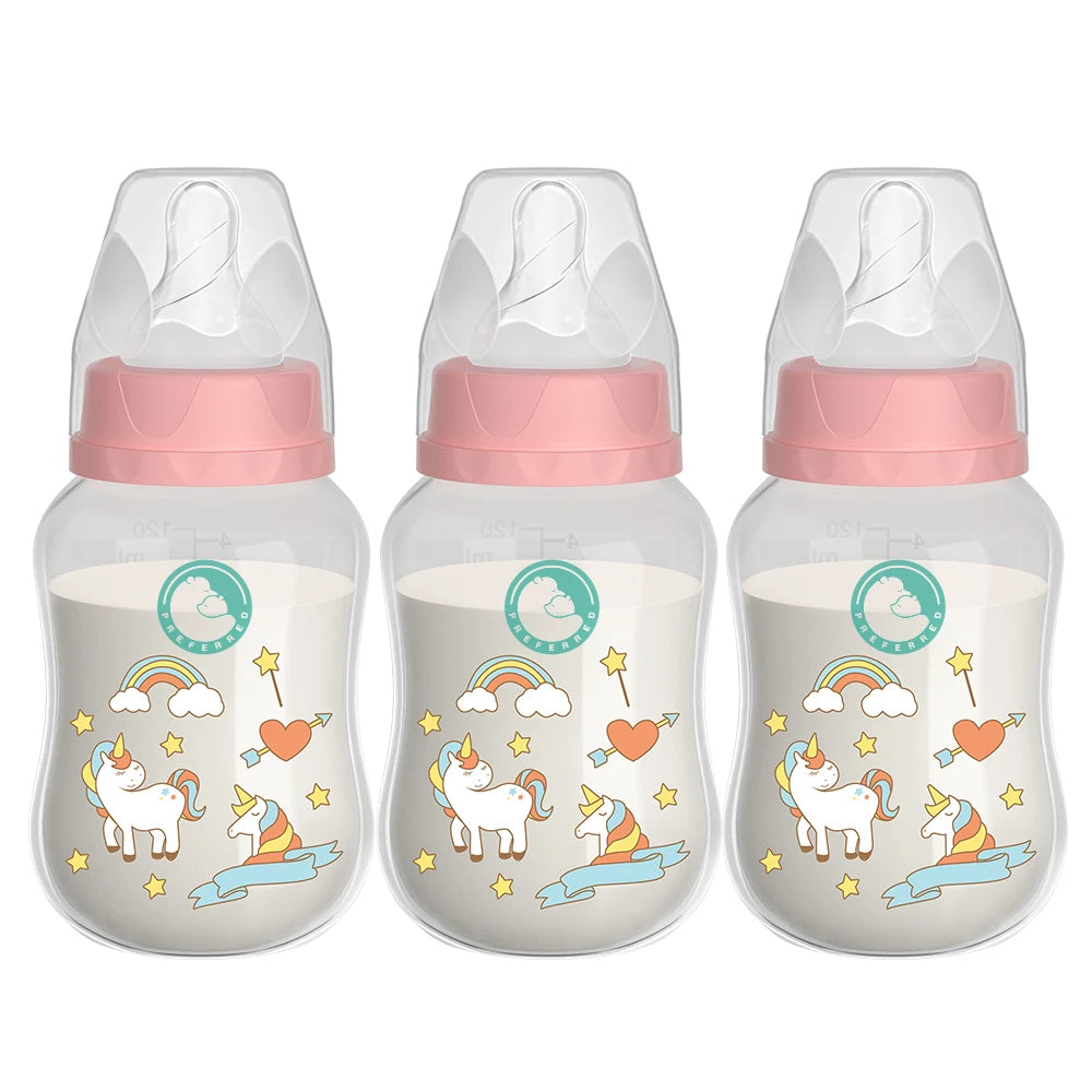 3PCS Baby Bottle 150/240ML Baby Bottle Wide Mouth Newborn Baby Bottle Baby Milk Bottle Newborn Pattern Baby Cup BPA Free