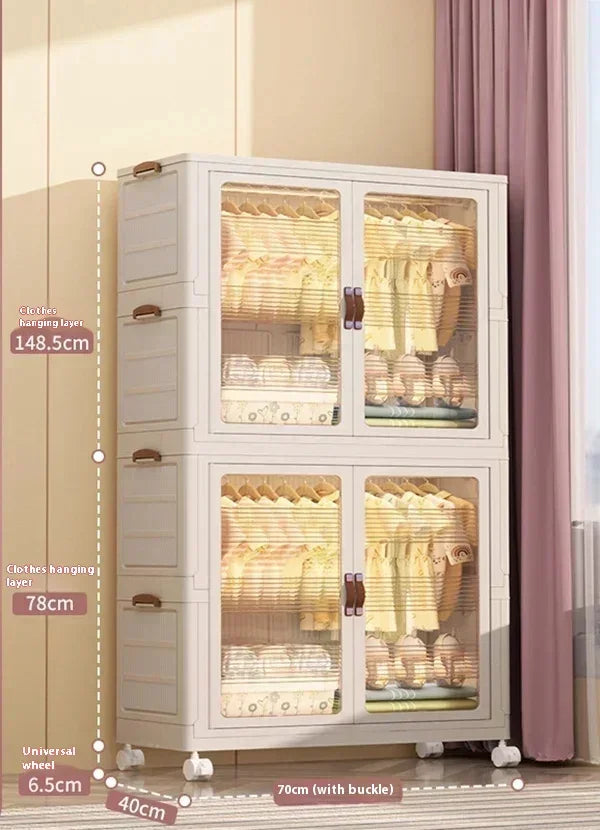 Baby’s Bedroom Closets Wardrobe Clothes Folding Bins Transparent Visual Cabinets Stable Load-bearing Clothes Organizer Rack