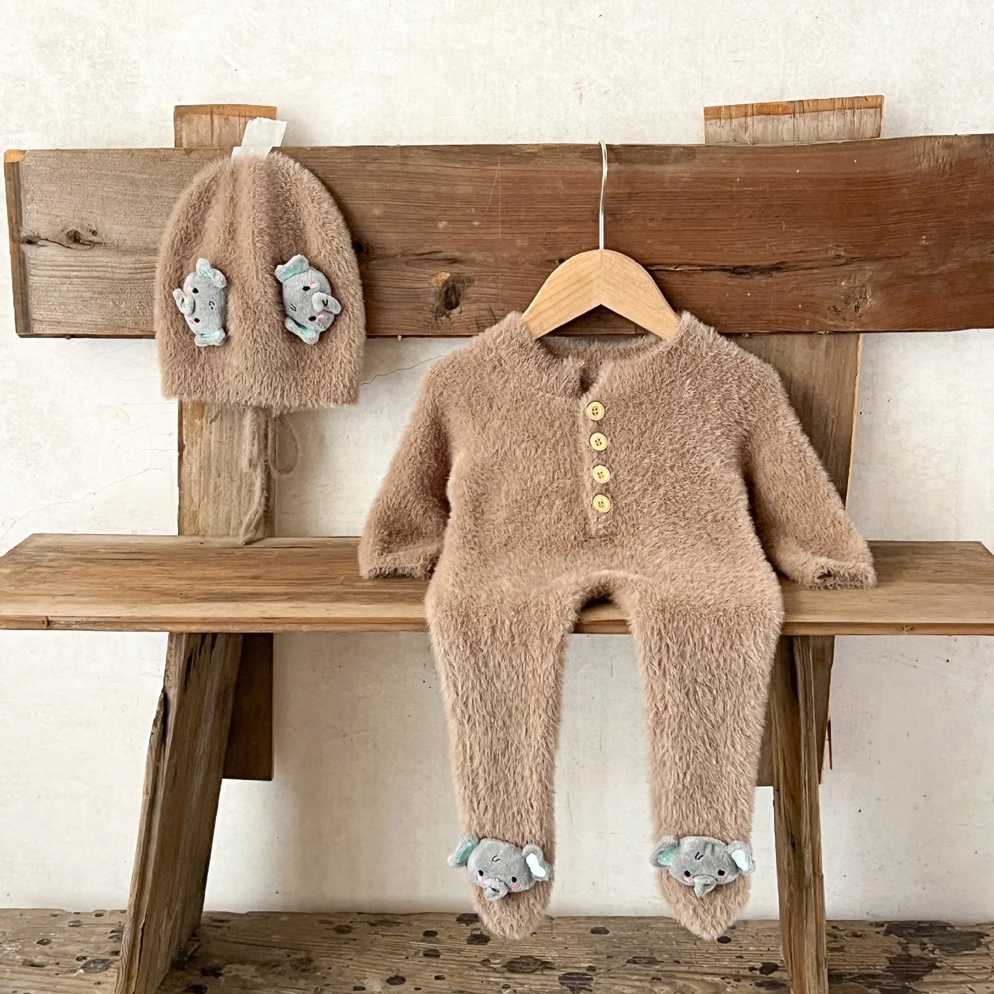 Ins Korean Version Boys' and Girls' Baby Autumn and Winter Jumpsuit Sweater, Baby and Toddler Warm Hooded Climbing Suit
