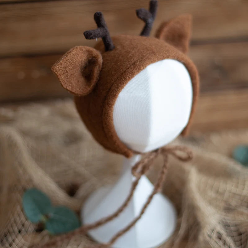 Cute Fox Flower Bonnet Newborn Wool Felt Photo Prop
