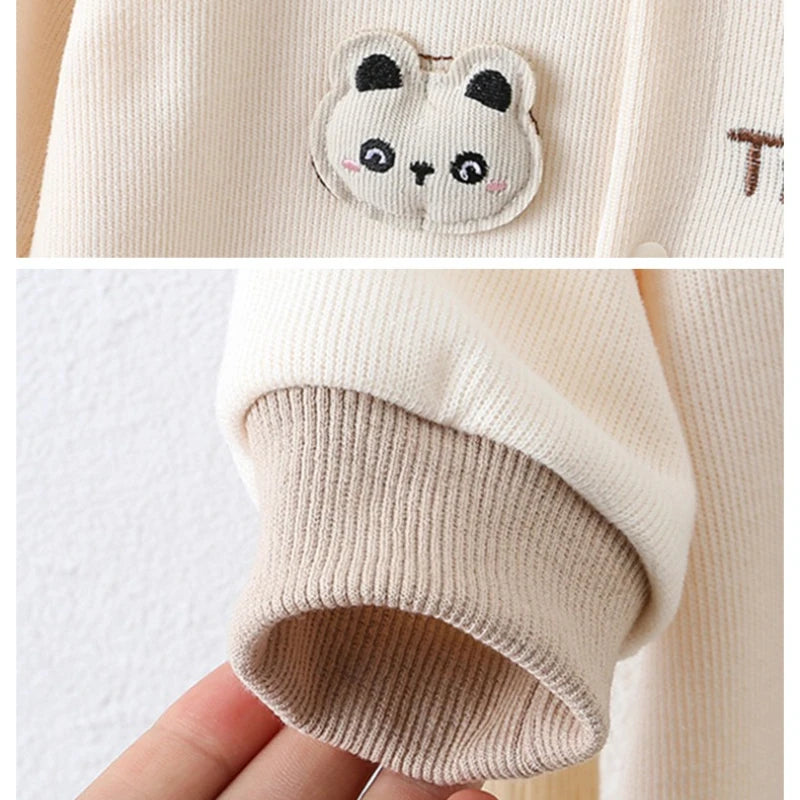 Unisex Baby Polo Collar Romper for Spring & Autumn Boys & Girls Cute Bear Head & Letter Jumpsuit Halloween Long-Sleeve Bodysuit