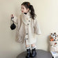 Autumn Winter Children Girl Overcoat Colorful Button Pockets Kid Baby Girls Outerwear Loose Warm Toddler Girls Jacket Soft Scarf