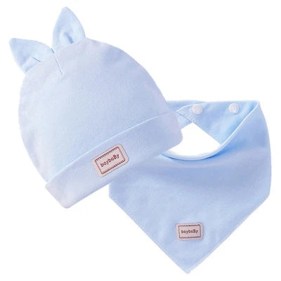 Ensemble bonnet et bavoir aux couleurs acidulées pour bébés garçons et filles